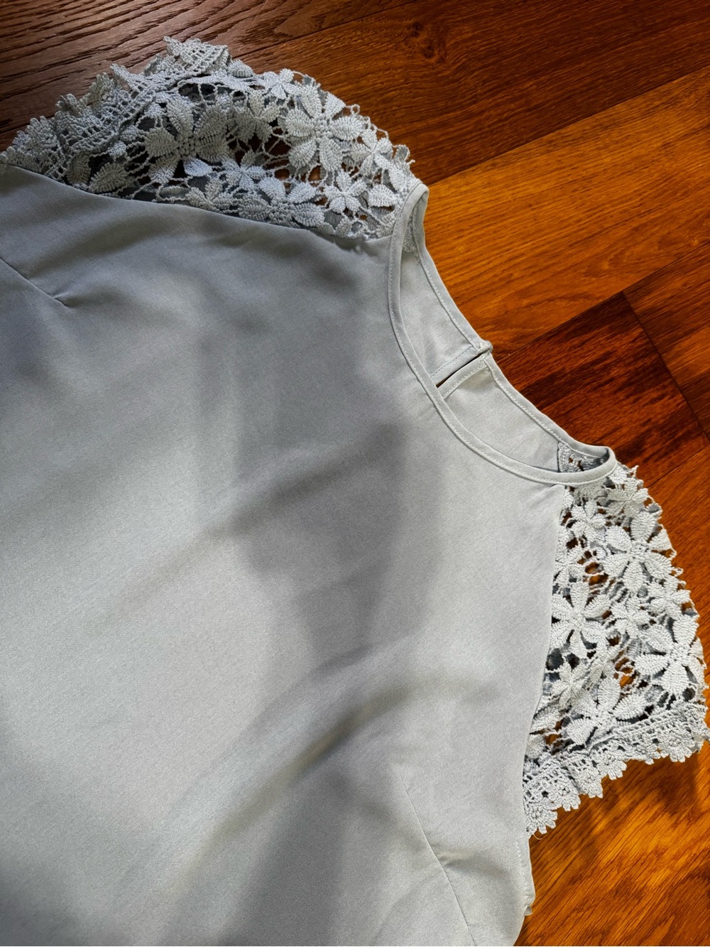 Women’s Light Blue Lace Sleeve Tie-Waist Dress - Picture 5 of 5